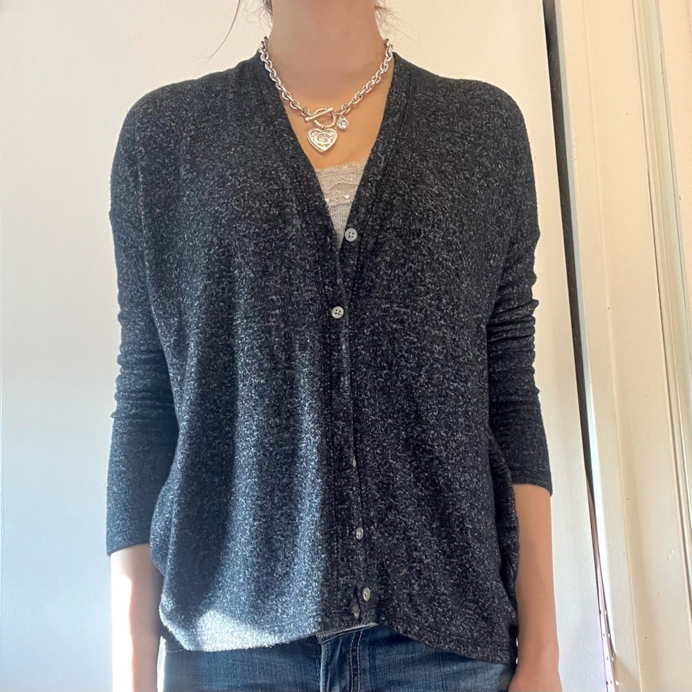 Women's Charcoal Button-Up Sweater